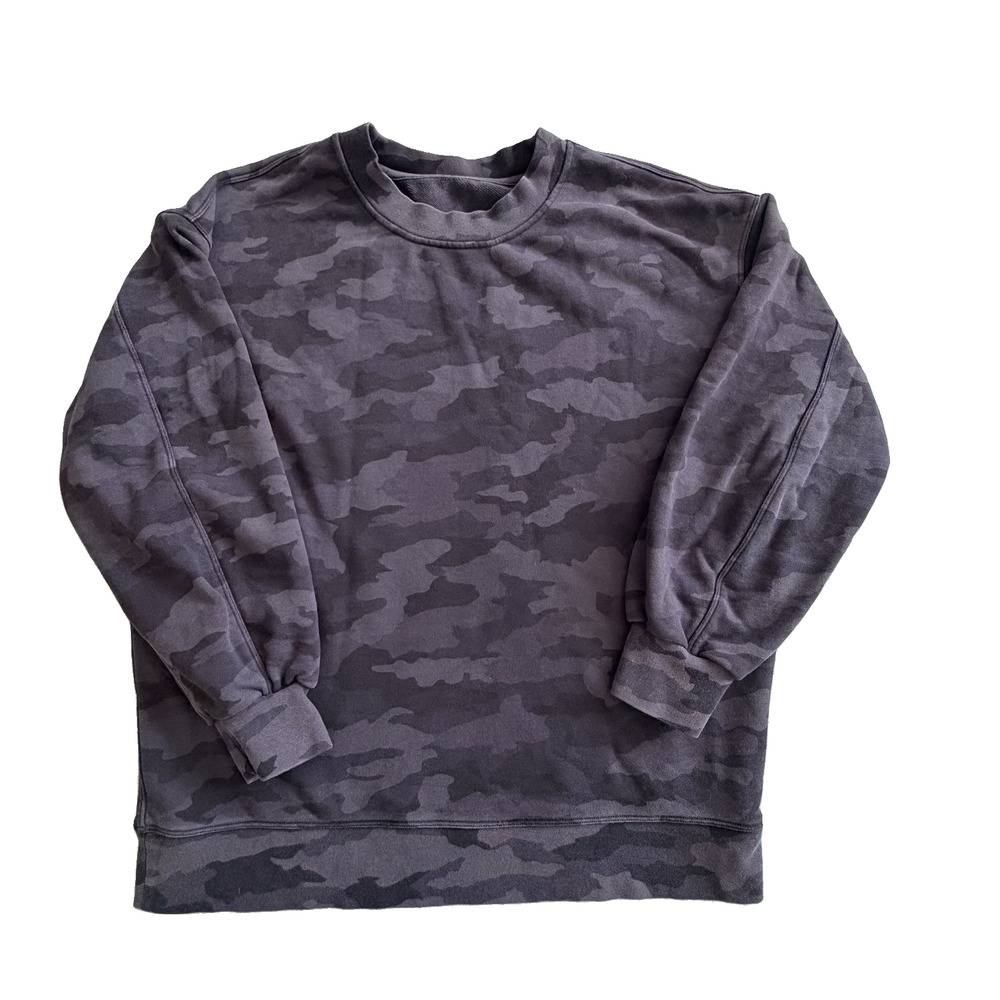 Lululemon Perfectly Oversized Crewneck Sweatshirt Camo Deep Coal Size 6